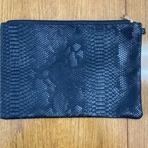 Black faux, snake skin clutch 12.5”x8.5”
